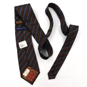 Mens True Form 100% Silk Blue and Brown Striped Paisley Tie NWT from Weaver's
